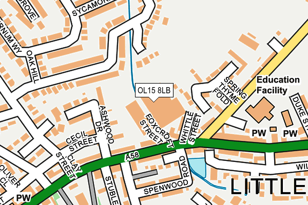 OL15 8LB map - OS OpenMap – Local (Ordnance Survey)