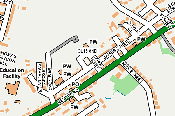 OL15 8ND map - OS OpenMap – Local (Ordnance Survey)