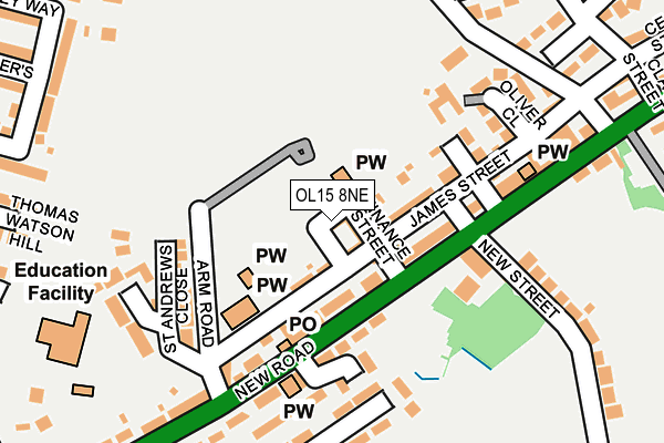 OL15 8NE map - OS OpenMap – Local (Ordnance Survey)