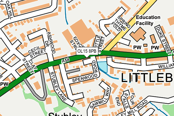 OL15 8PB map - OS OpenMap – Local (Ordnance Survey)