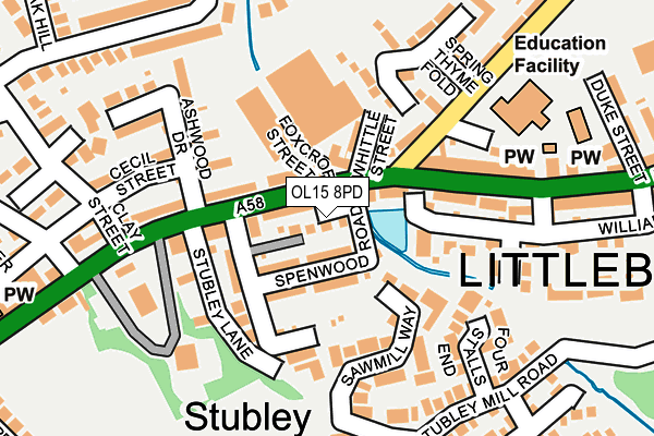 OL15 8PD map - OS OpenMap – Local (Ordnance Survey)