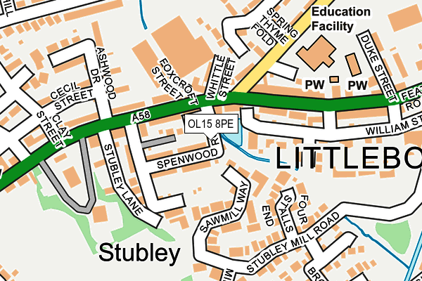 OL15 8PE map - OS OpenMap – Local (Ordnance Survey)