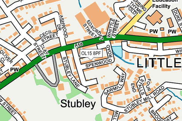 OL15 8PF map - OS OpenMap – Local (Ordnance Survey)