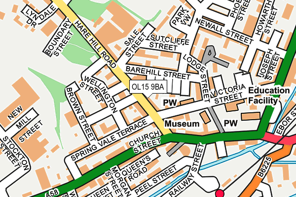 OL15 9BA map - OS OpenMap – Local (Ordnance Survey)