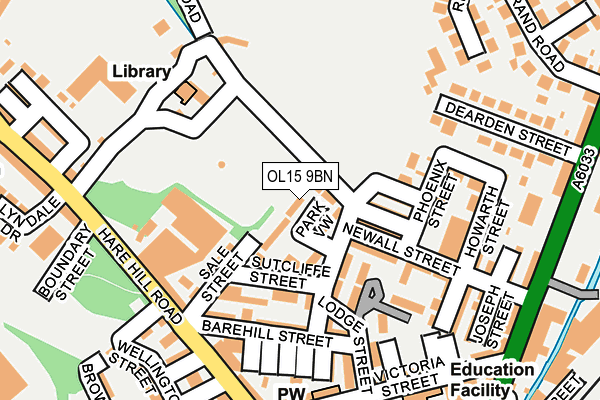 OL15 9BN map - OS OpenMap – Local (Ordnance Survey)