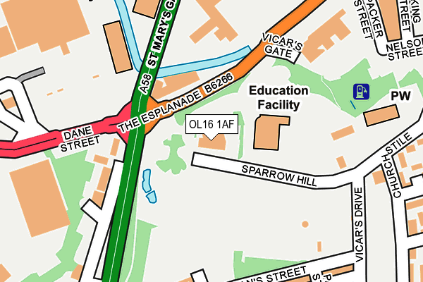 OL16 1AF map - OS OpenMap – Local (Ordnance Survey)