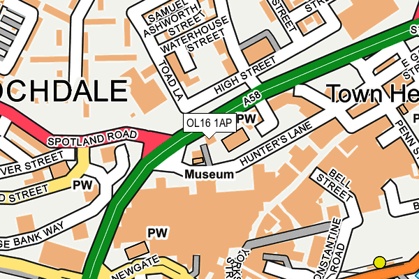 OL16 1AP map - OS OpenMap – Local (Ordnance Survey)