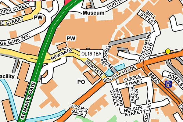 OL16 1BA map - OS OpenMap – Local (Ordnance Survey)