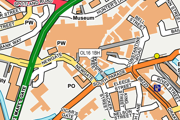 OL16 1BH map - OS OpenMap – Local (Ordnance Survey)
