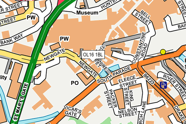 OL16 1BL map - OS OpenMap – Local (Ordnance Survey)