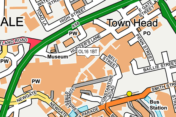 OL16 1BT map - OS OpenMap – Local (Ordnance Survey)