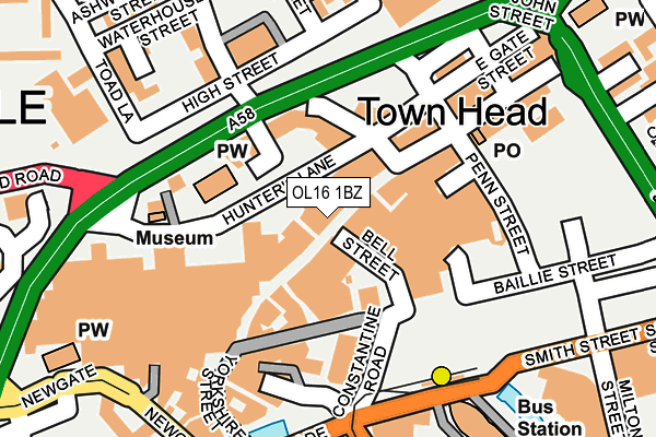 OL16 1BZ map - OS OpenMap – Local (Ordnance Survey)