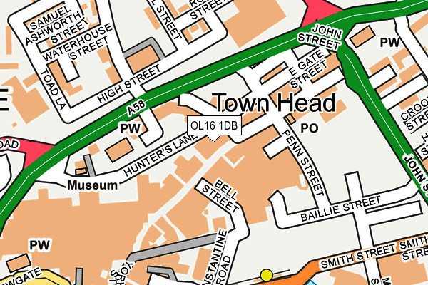 OL16 1DB map - OS OpenMap – Local (Ordnance Survey)