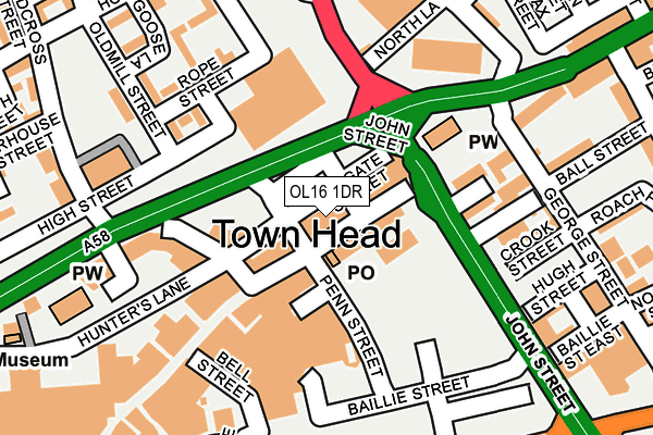 OL16 1DR map - OS OpenMap – Local (Ordnance Survey)