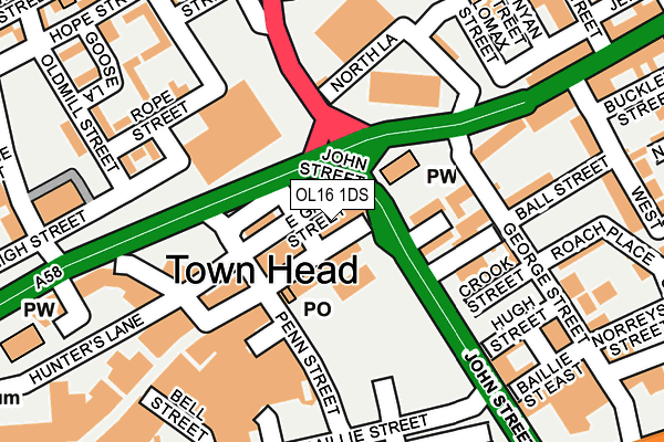 OL16 1DS map - OS OpenMap – Local (Ordnance Survey)