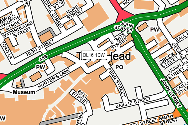 OL16 1DW map - OS OpenMap – Local (Ordnance Survey)