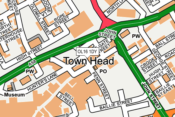 OL16 1DY map - OS OpenMap – Local (Ordnance Survey)