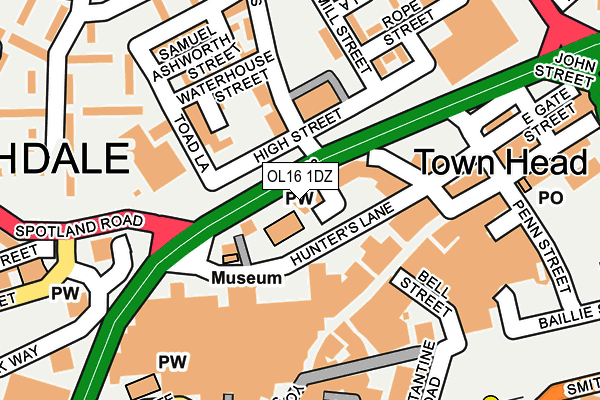 OL16 1DZ map - OS OpenMap – Local (Ordnance Survey)
