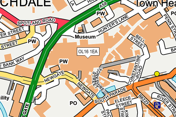 OL16 1EA map - OS OpenMap – Local (Ordnance Survey)