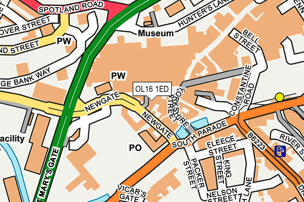 OL16 1ED map - OS OpenMap – Local (Ordnance Survey)
