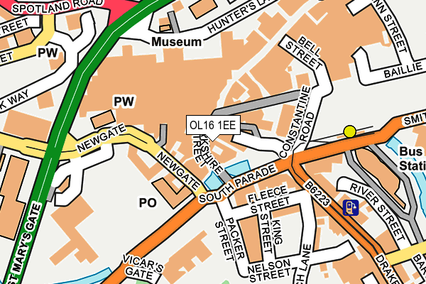 OL16 1EE map - OS OpenMap – Local (Ordnance Survey)