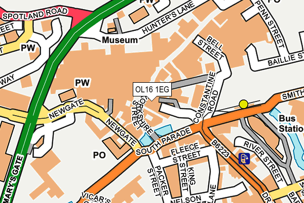 OL16 1EG map - OS OpenMap – Local (Ordnance Survey)