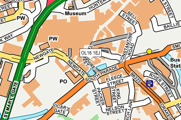 OL16 1EJ map - OS OpenMap – Local (Ordnance Survey)