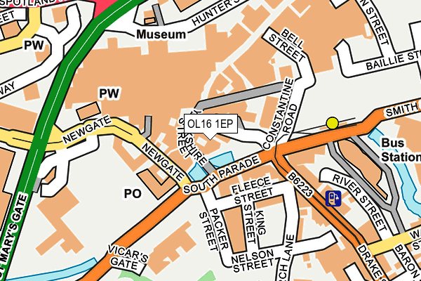 OL16 1EP map - OS OpenMap – Local (Ordnance Survey)