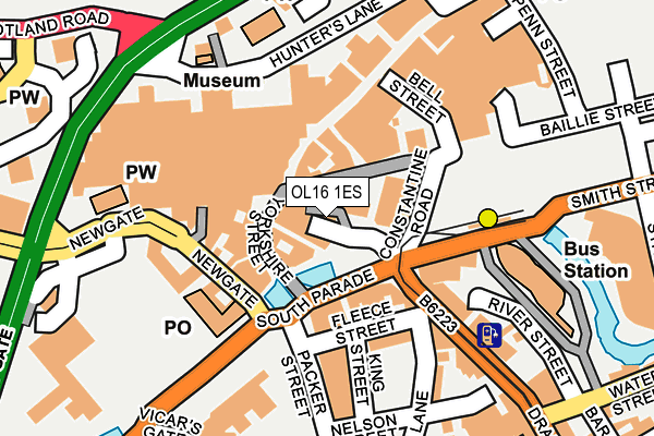 OL16 1ES map - OS OpenMap – Local (Ordnance Survey)