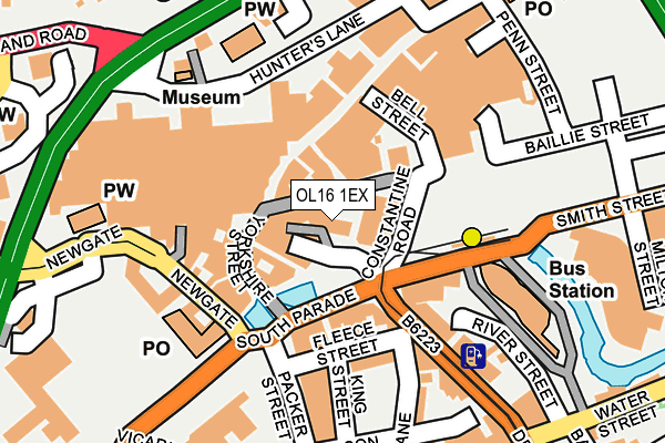 OL16 1EX map - OS OpenMap – Local (Ordnance Survey)