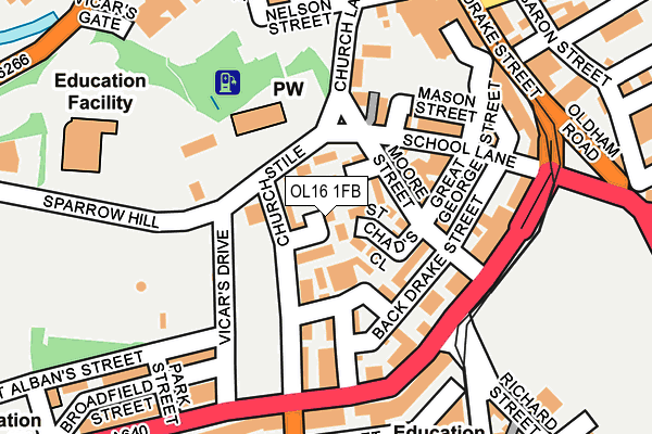 OL16 1FB map - OS OpenMap – Local (Ordnance Survey)