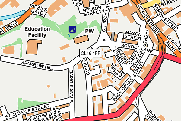 OL16 1FF map - OS OpenMap – Local (Ordnance Survey)