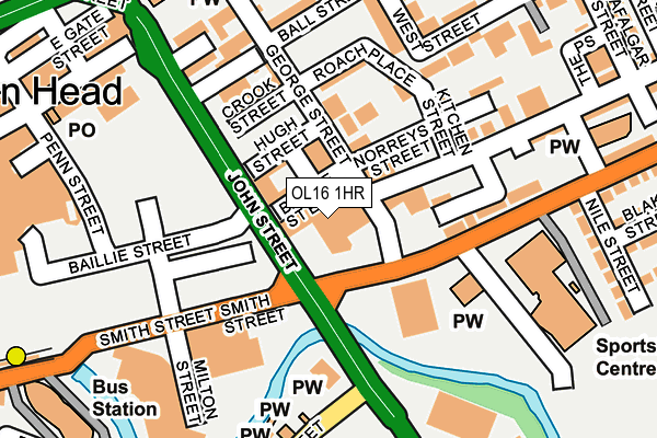 OL16 1HR map - OS OpenMap – Local (Ordnance Survey)