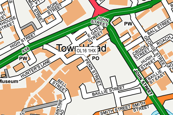 OL16 1HX map - OS OpenMap – Local (Ordnance Survey)