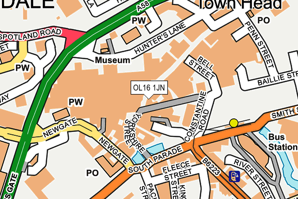 OL16 1JN map - OS OpenMap – Local (Ordnance Survey)