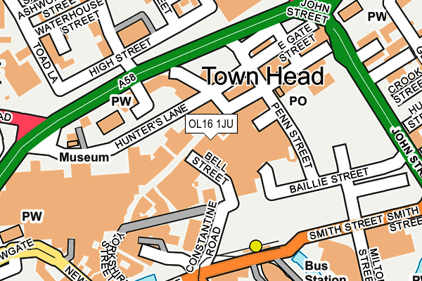 OL16 1JU map - OS OpenMap – Local (Ordnance Survey)