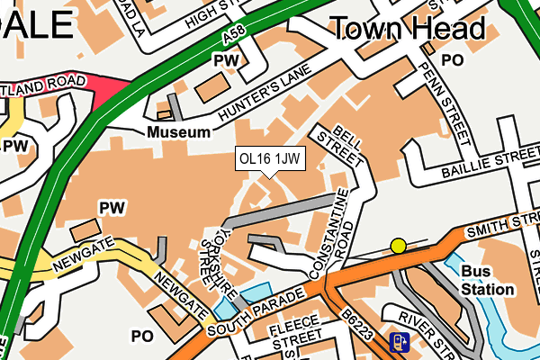 OL16 1JW map - OS OpenMap – Local (Ordnance Survey)