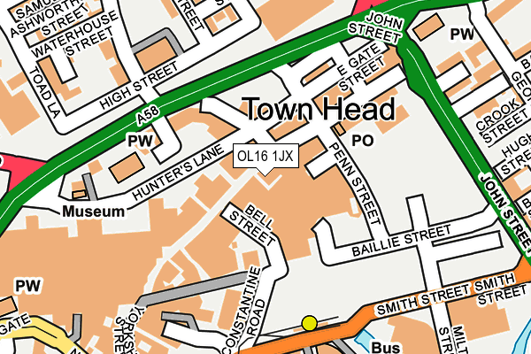 OL16 1JX map - OS OpenMap – Local (Ordnance Survey)