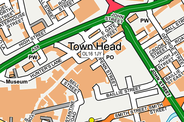 OL16 1JY map - OS OpenMap – Local (Ordnance Survey)