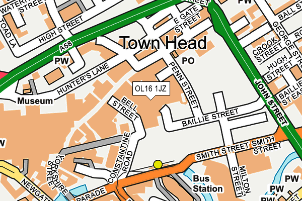 OL16 1JZ map - OS OpenMap – Local (Ordnance Survey)