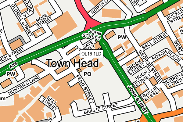 OL16 1LD map - OS OpenMap – Local (Ordnance Survey)