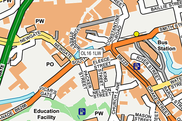 OL16 1LW map - OS OpenMap – Local (Ordnance Survey)