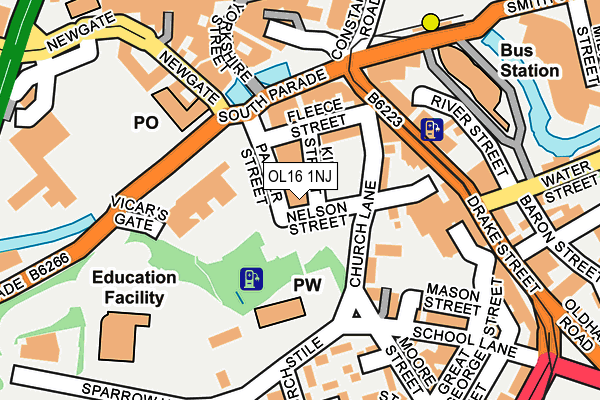 OL16 1NJ map - OS OpenMap – Local (Ordnance Survey)