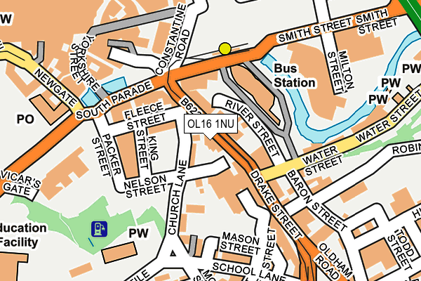 OL16 1NU map - OS OpenMap – Local (Ordnance Survey)