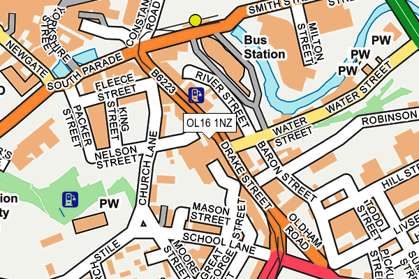 OL16 1NZ map - OS OpenMap – Local (Ordnance Survey)