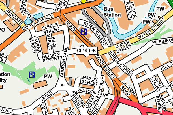 OL16 1PB map - OS OpenMap – Local (Ordnance Survey)