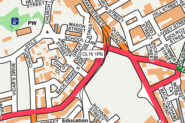 OL16 1PN map - OS OpenMap – Local (Ordnance Survey)