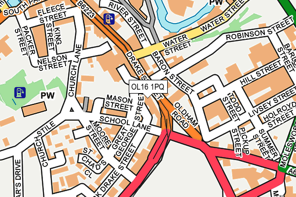 OL16 1PQ map - OS OpenMap – Local (Ordnance Survey)