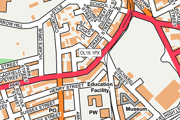 OL16 1PX map - OS OpenMap – Local (Ordnance Survey)