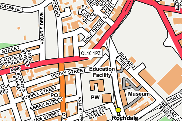 OL16 1PZ map - OS OpenMap – Local (Ordnance Survey)